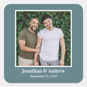 Foto LGBTQ Hochzeitsticker Quadratischer Aufkleber