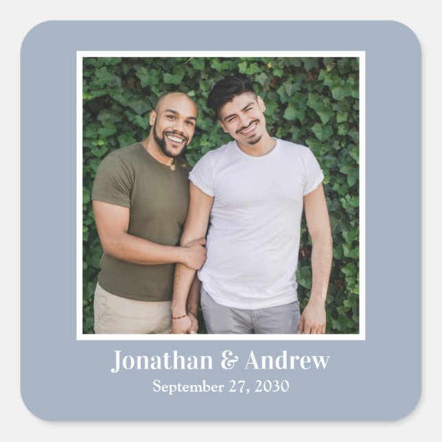 Foto LGBTQ Hochzeitsticker Quadratischer Aufkleber (Vorderseite)