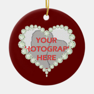 Foto-Liebe-Herz-Diamant-Jahrestags-Memento Keramikornament