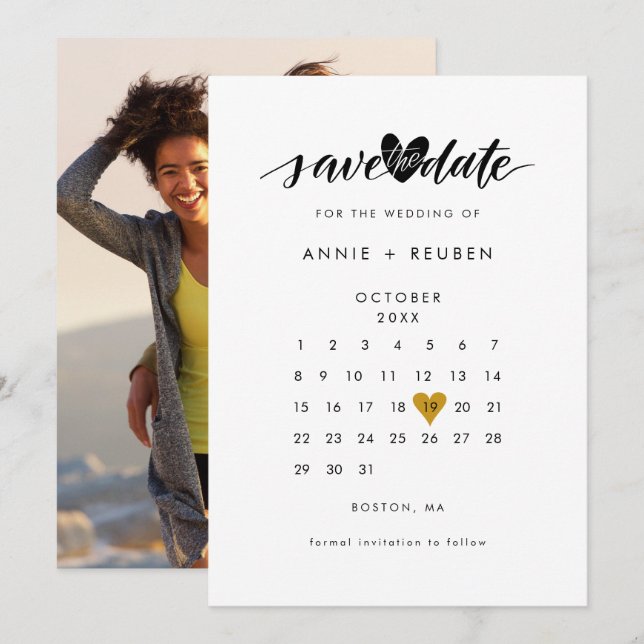 Foto Liebe Herzkalender Save The Date (Vorne/Hinten)