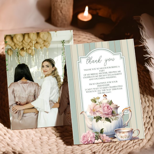 Foto Liebe ist Brewing Tee Party Brautparty Dankeskarte (Von Creator hochgeladen)