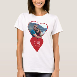 Foto Liebe Paar Initialen rotes Herz Valentine T-Shirt