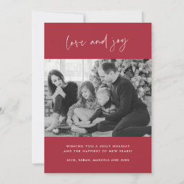 Foto Liebe und Joy Red Kariert Weihnachtskarte Feiertagskarte