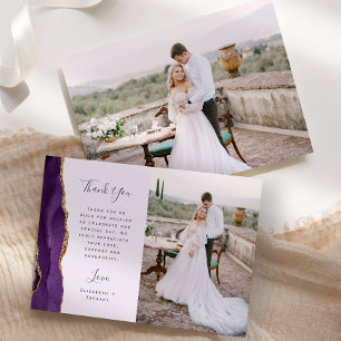 Foto Lila Achat Gold Lavendel Hochzeit Dankeskarte