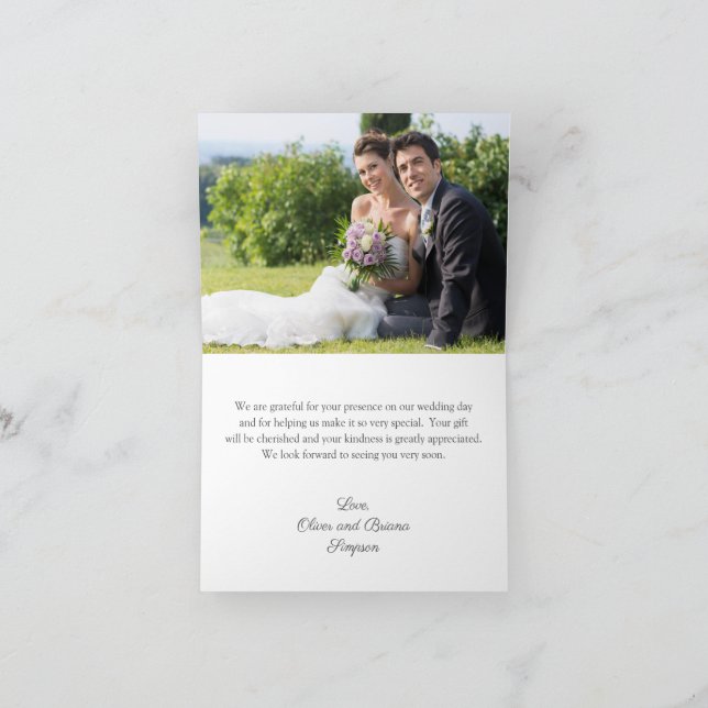 Foto Lila Blue Floral Hochzeit Danke Karte (Innenseite)
