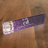 Foto lila Glitzer Monogramm Initialen