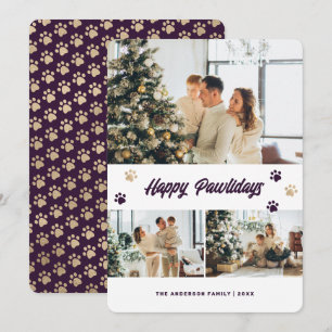Foto Lila Gold Frohe Pawlidays Feiertagskarte