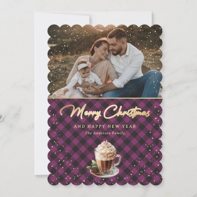 Foto Lila Gold Hot Chocolate Frohe Weihnachten (Vorderseite)