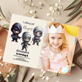 Foto Little Ninja Warrior Kindergeburtstag Einladung
