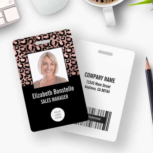 Foto-Logo Barcode Rose Gold Black Leopard Print Ausweis (Von Creator hochgeladen)