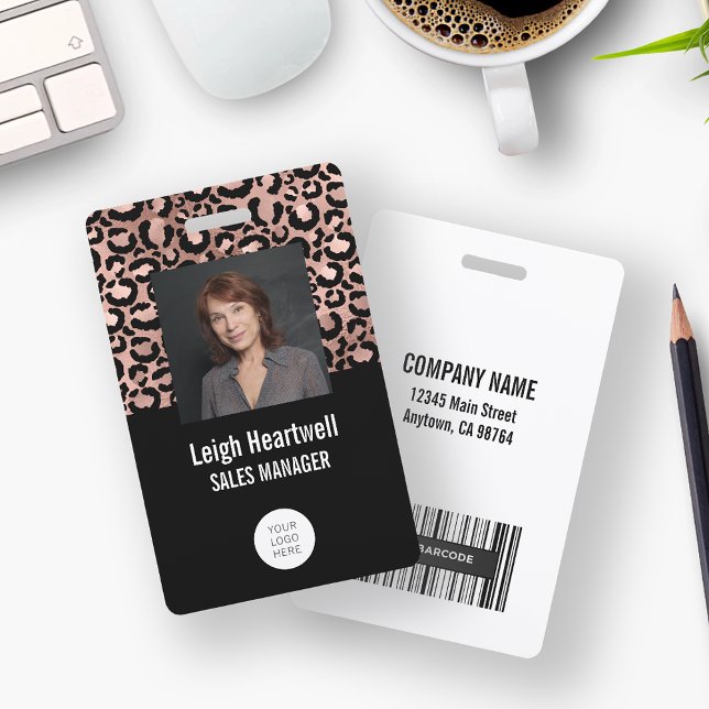 Foto-Logo Barcode Rose Gold Black Leopard Print Ausweis (Von Creator hochgeladen)
