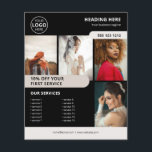 Foto Logo Business Marketing Black Flyer<br><div class="desc">Entdecken Sie unseren aufschlussreichen Business Flyer! Mit Platz für vier bezaubernde Fotos können Sie Ihre Produkte oder Dienstleistungen stilvoll präsentieren. Markieren Sie Ihre Sonderangebote mit fett gedrucktem Text, um sich zu überzeugen. Vergessen Sie nicht, eine umfassende Liste Ihrer Leistungen zu erstellen. Machen Sie sich bereit, Ihre Kunden zu beeindrucken und...</div>