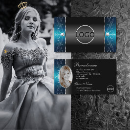 Foto-Logo für Aquamarin gequigelte Schwarze Juwele Visitenkarte