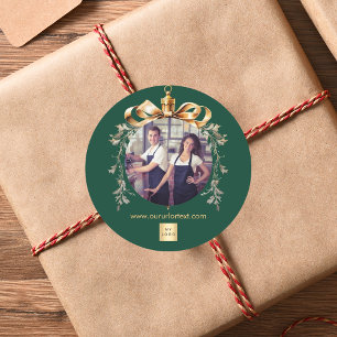 Foto-Logo für das Weihnachtsgrün-Bauble Runder Aufkleber