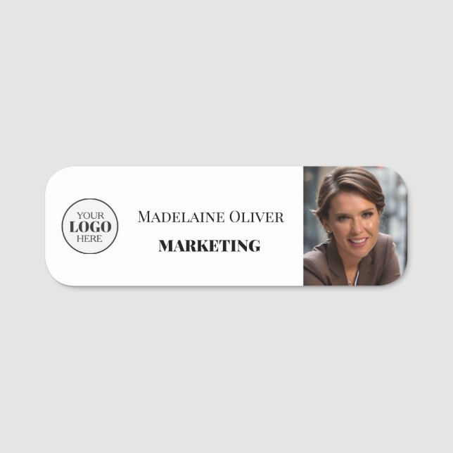 Foto-Logo für Mitarbeiter ganz einfach Namensschild (Vorderseite)