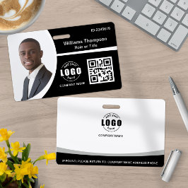 Foto-Logo QR-Code Mitarbeiter Schwarz und Weiß Ausweis
