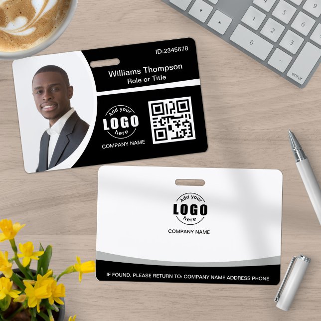 Foto-Logo QR-Code Mitarbeiter Schwarz und Weiß Ausweis (Von Creator hochgeladen)