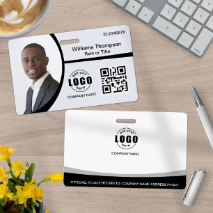 Foto Logo QR-Code Mitarbeiter Schwarz-Weiß Ausweis