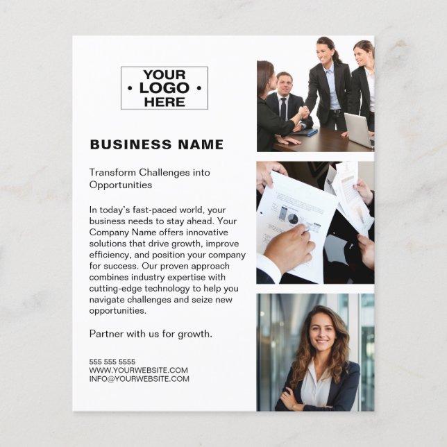 Foto-Logo QR Modernes Weißes Unternehmen Flyer (Vorne)