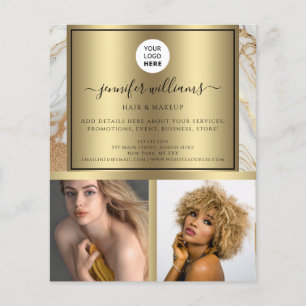 Foto Logo Werbung Gold Weißer Marmor Moderne Flyer