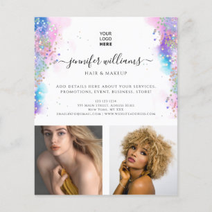 Foto Logo Werbung Wasserfarbe Holo Glitzer Flyer