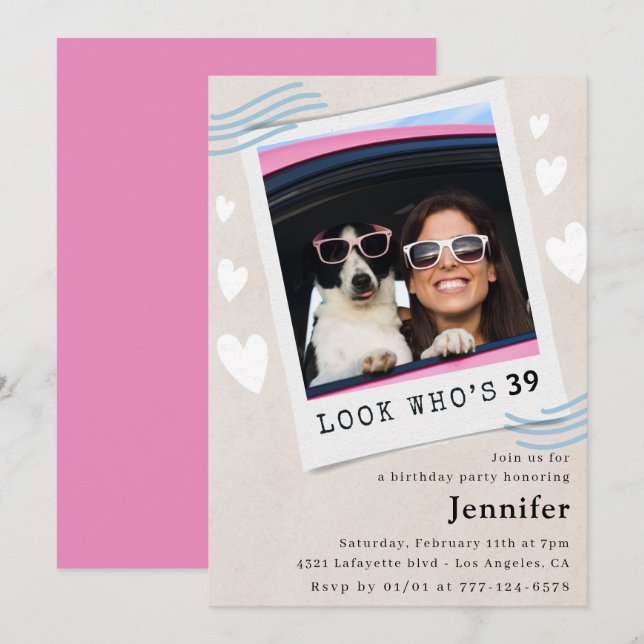 Foto Look, der 39. Geburtstag wird Einladung (Vorne/Hinten)