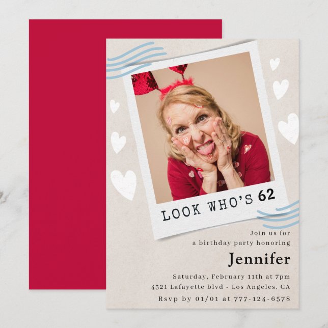 Foto Look, der 62. Geburtstag Einladung (Vorne/Hinten)