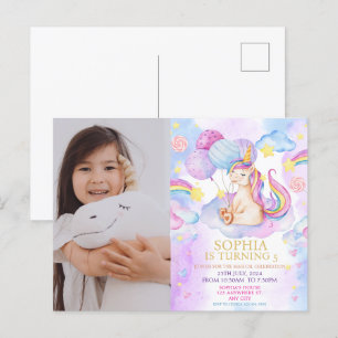 Foto Magical Unicorn Geburtstag Einladung Regenbog Postkarte