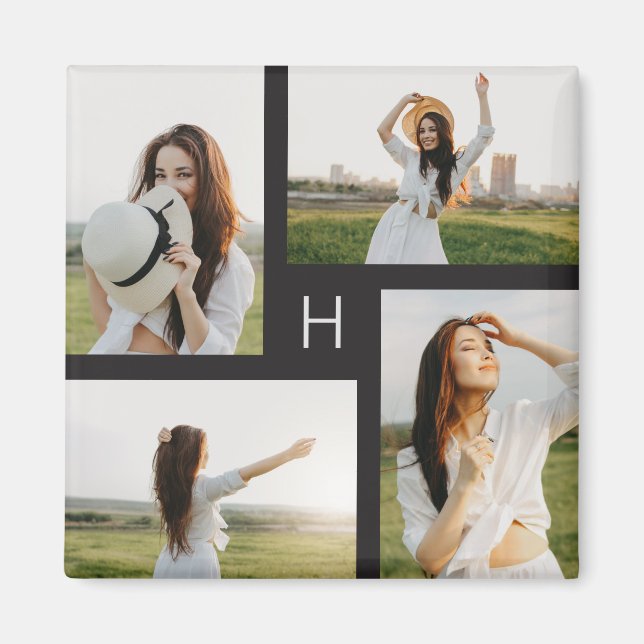 Foto-Magnet für Monogramm-Blöcke bearbeitbar Magnet (Vorne)