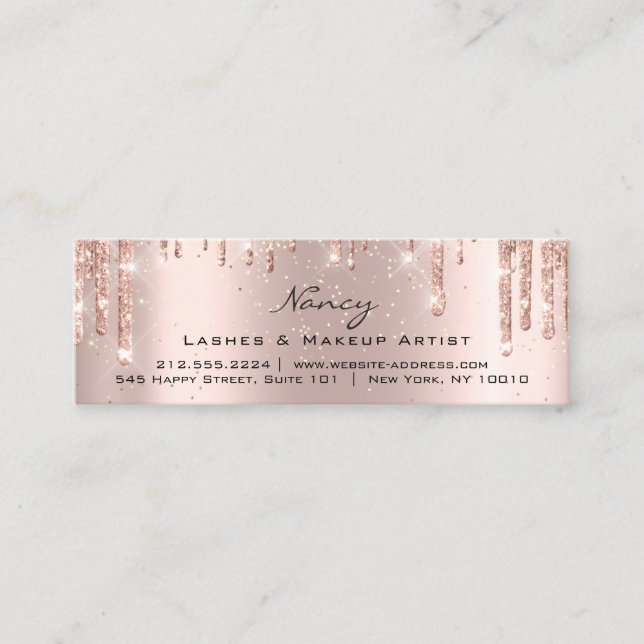 Foto Makeup Artist Eyelashes Brow Rose Gold Kleine Mini Visitenkarte (Vorderseite)