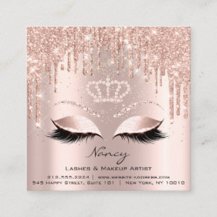 Foto Makeup Artist Eyelashes Brow Rose Gold Vip Quadratische Visitenkarte
