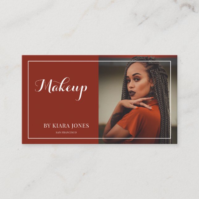 Foto Makeup Artist Weiße Skriptart Visitenkarte (Vorderseite)