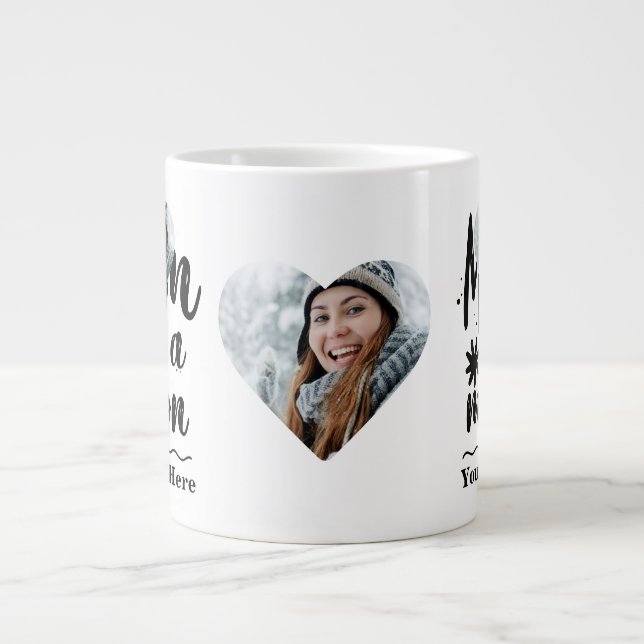 Foto-Mama des benutzerdefinierten Herzens in einer Jumbo-Tasse (Vorderseite)