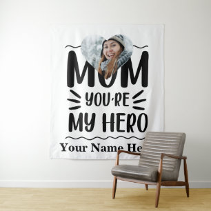 Foto-Mama des eigenen Herzens Sie sind mein Held Wandteppich