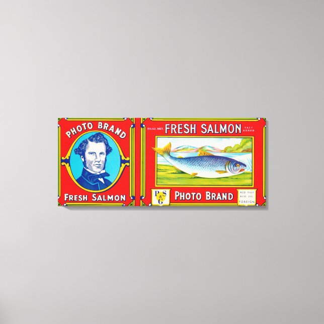 Foto-Marke Lachs-Label - Alaska Leinwanddruck (Vorderseite)