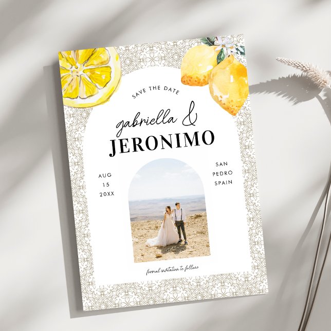 Foto Mediterran Italienische Tile & Lemon Hochzeit Save The Date (Von Creator hochgeladen)