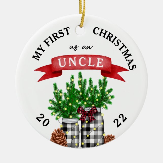 Foto meine ersten Weihnachten als Onkel Keramik Ornament (Vorne)