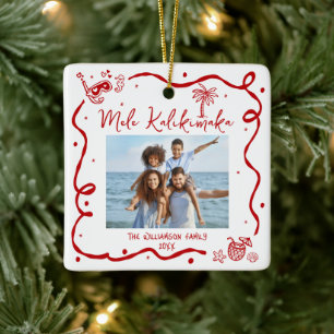 Foto Mele Kalikimaka Rot Handgezeichnetes Weihnach Keramikornament