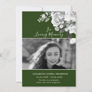 Foto Memorial Blumengrün-Rose-Gedicht-Karte Einladung