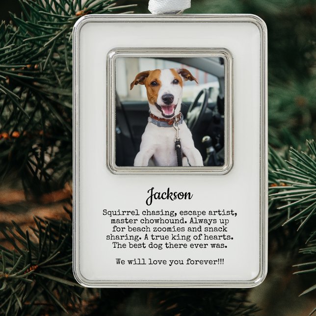 Foto Memorial Custom Keepake | Pet Loss Rahmen-Ornament Silber (Dog Memorial Custom Photo Christmas Ornament)