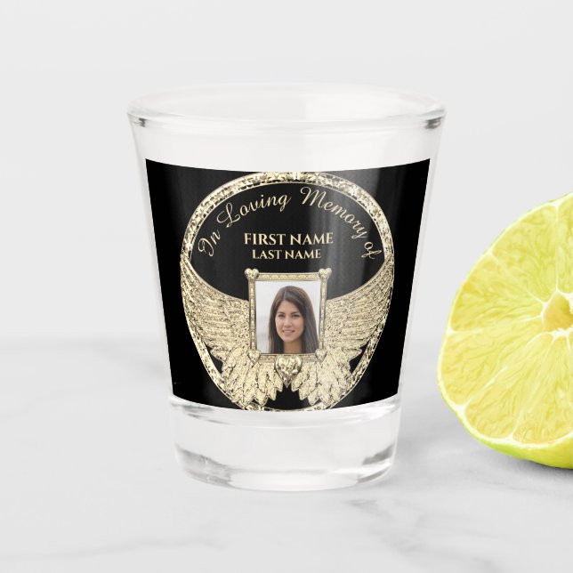 Foto Memorial Gold Engel Wings Shotglas Schnapsglas (Vorderseite)