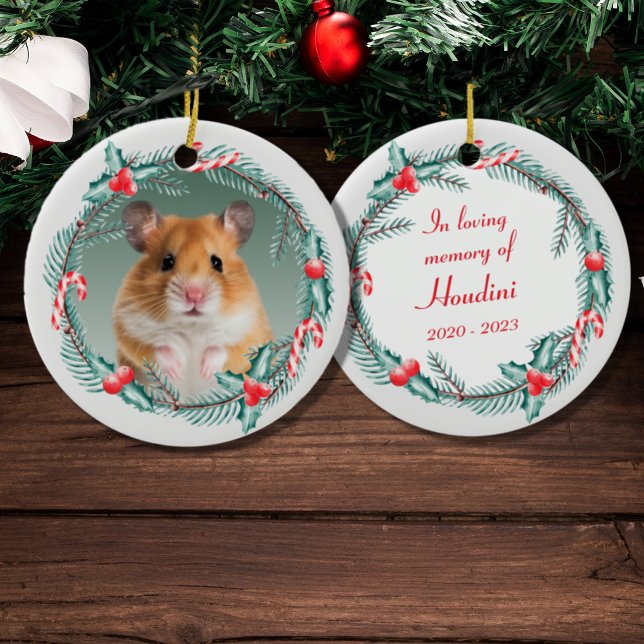 Foto Memorial Holiday Wreath Keramik Ornament (Keepsake)