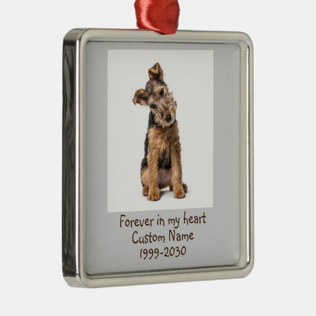 Foto-Memorial Keepake-Dog Ornament Aus Metall (Rechts)