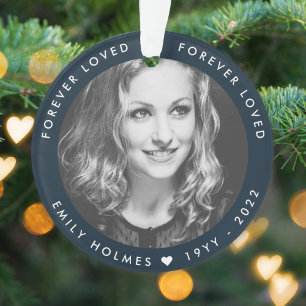 Foto-Memorial Navy Blue Foto Tribute Christmas Ornament