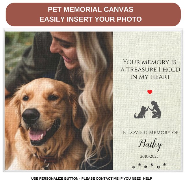 Foto-Memorial Pet Loss Zitat Personalisiert Leinwanddruck (Von Creator hochgeladen)