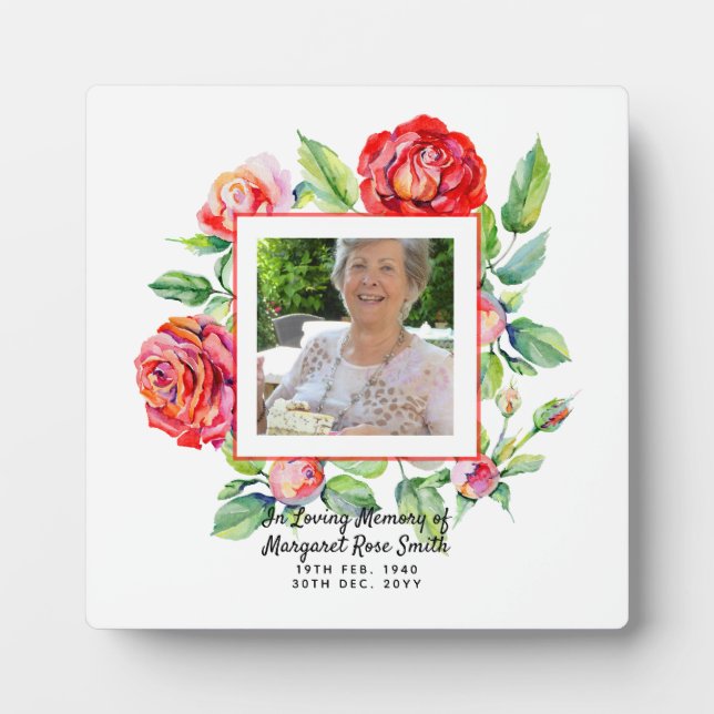 Foto Memorial Plaque Love Memory-Rose Fotoplatte (Vorderseite)