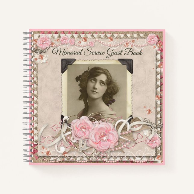 Foto Memorial Service Rose Angel Gems Gästebuch Notizbuch (Vorderseite)