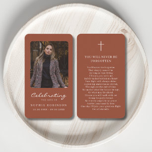 Foto Memorial Terracotta Burnt Orange Gebet Karte