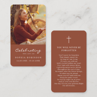 Foto Memorial Terracotta Burnt Orange Gebet Karte