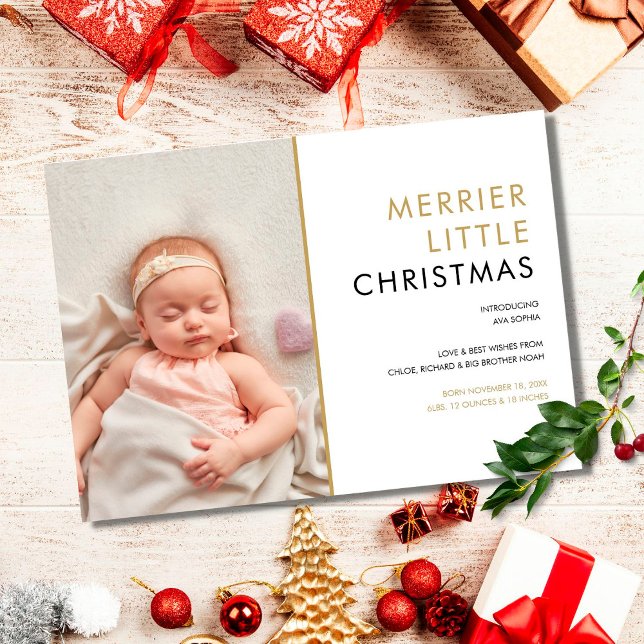Foto Merrier Little Christmas Birth Ankündigung (Von Creator hochgeladen)